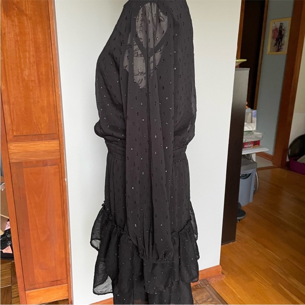 Express Smocked Waist Tiered Dress, Black, Size M - Picture 6 of 11